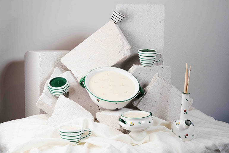 Gmundner Pot grün geflammt Weitling creme 17Ø 600ML