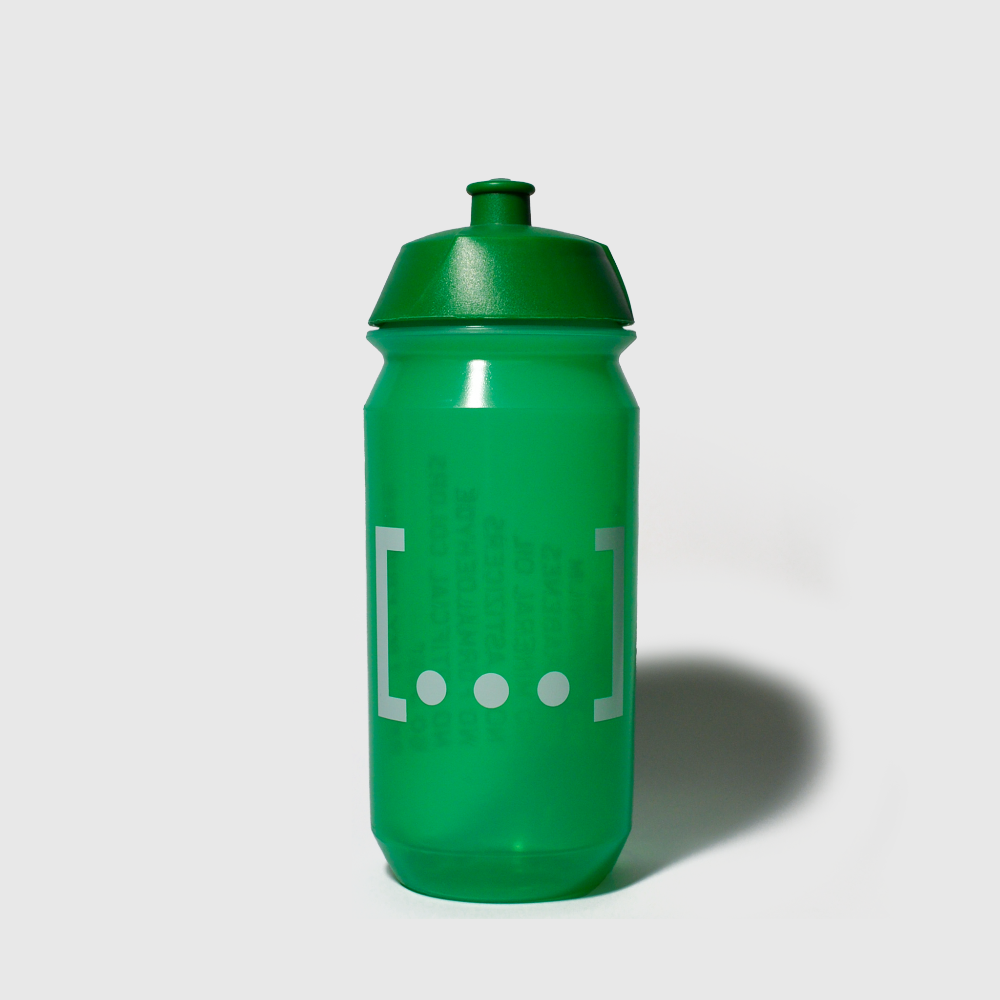 Green translucent cycling water bottle with white geometric print and push-pull cap.