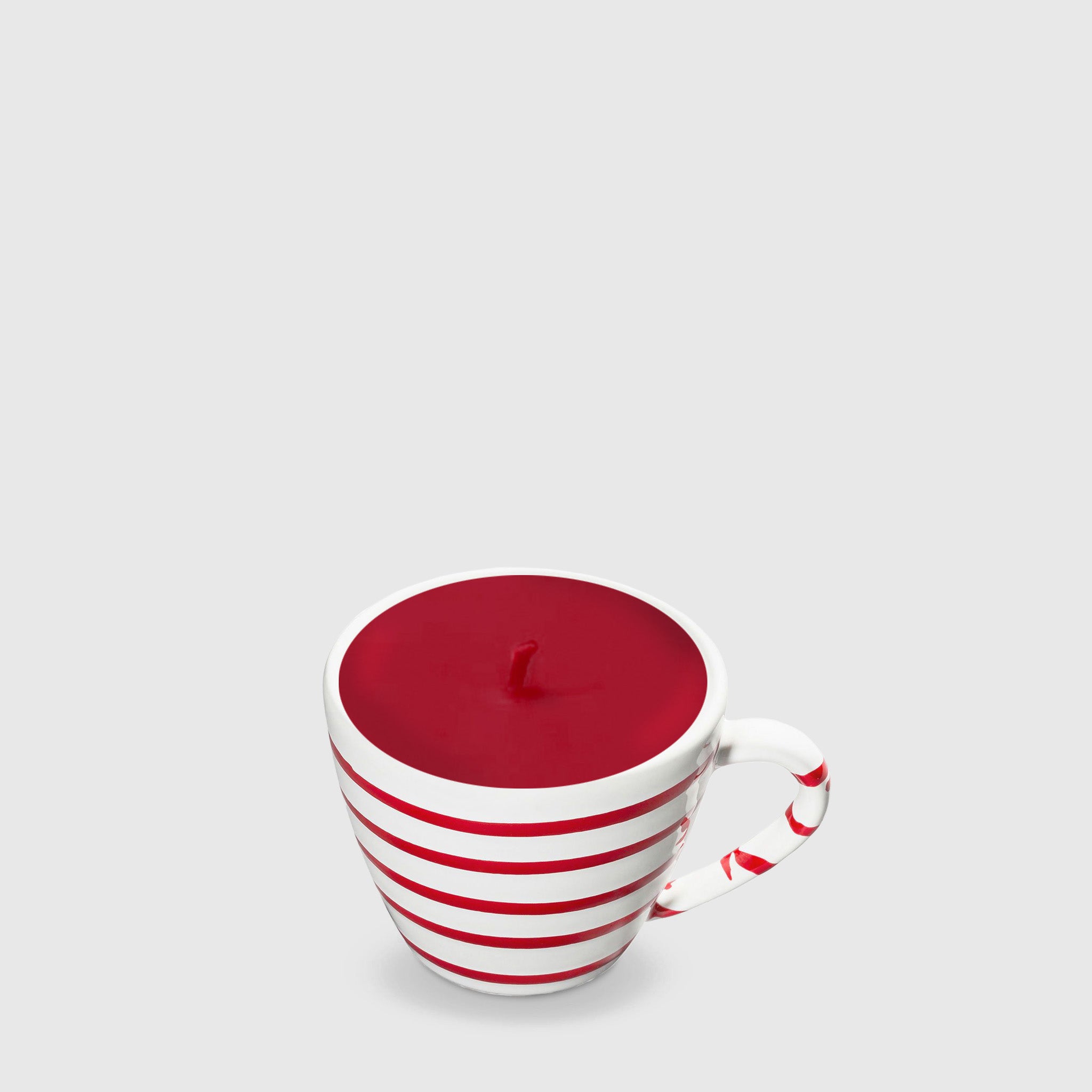 Gmundner Cappuccino Tasse rot geflammt Kerze rot (mit Henkel) 160ML