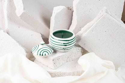 Gmundner Pot grün geflammt Kerze 280ML (ohne Deckel)