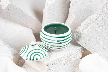 Gmundner Pot grün geflammt Kerze 280ML (ohne Deckel)