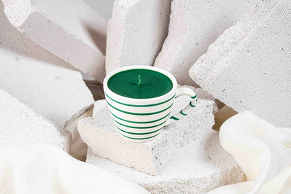 Gmundner Cappuccino Tasse grün geflammt Kerze grün (mit Henkel) 160ML