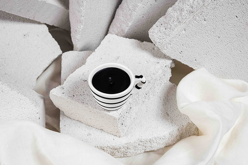 Gmundner Espresso Tasse schwarz geflammt Kerze (mit Henkel) 60ML