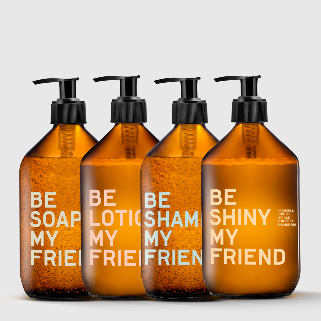 STARTER SET KÖRPER &amp; HAARE LARGE 4 x 500ML mit SOAP, LOTION, SHAMPOO, SHINY BUNDLE