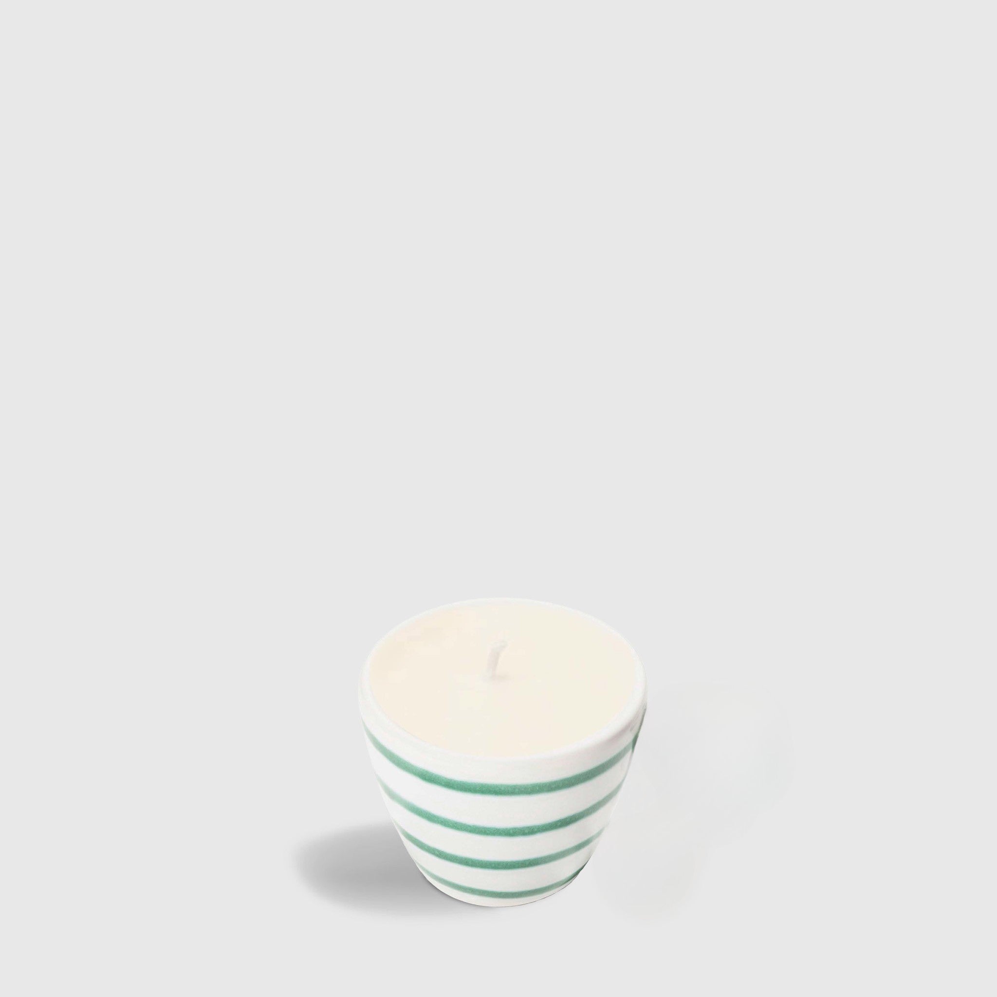 Gmundner Espresso Tasse grün geflammt Kerze creme (ohne Henkel) 60ML