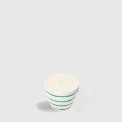 Gmundner Espresso Tasse grün geflammt Kerze creme (ohne Henkel) 60ML