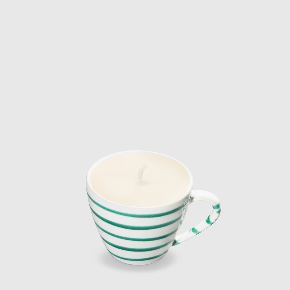 Gmundner Cappuccino Tasse grün geflammt Kerze (mit Henkel) 160ML