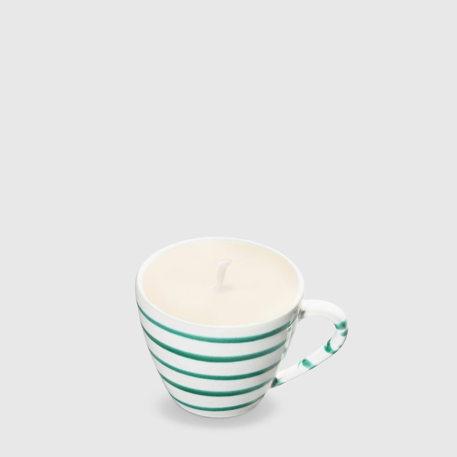 Gmundner Cappuccino Tasse grün geflammt Kerze (mit Henkel) 160ML