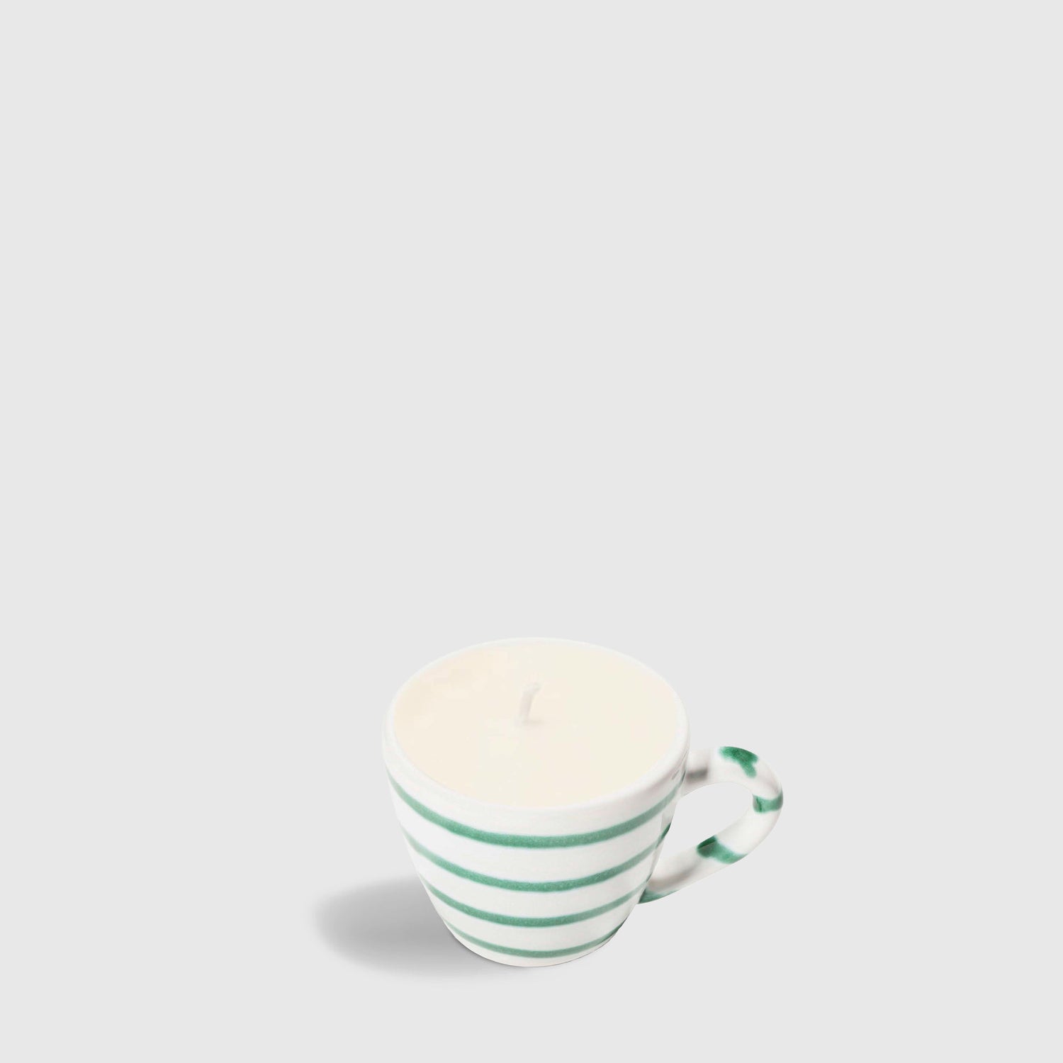 Gmundner Espresso Tasse grün geflammt Kerze (mit Henkel) 60ML