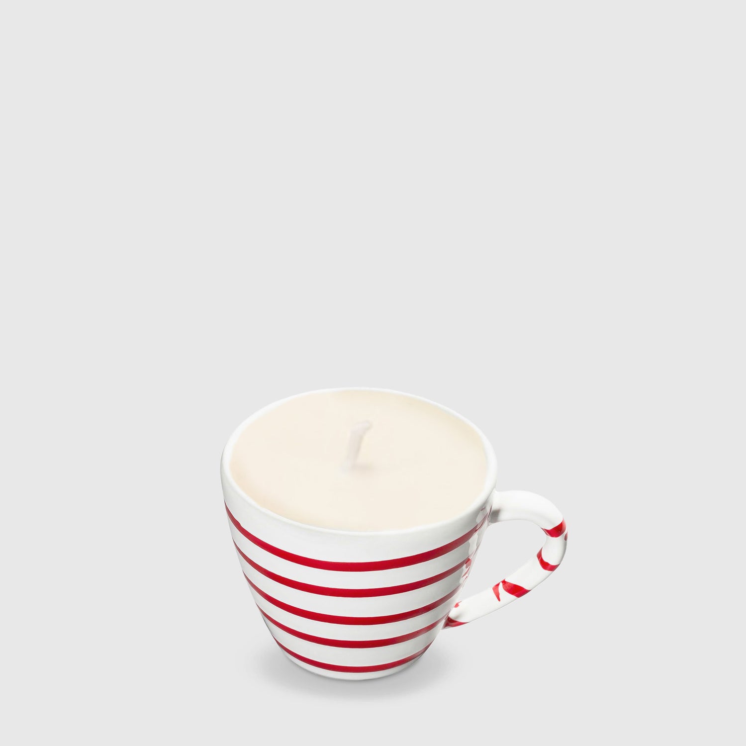 Gmundner Cappuccino Tasse rot geflammt Kerze (mit Henkel) 160ML